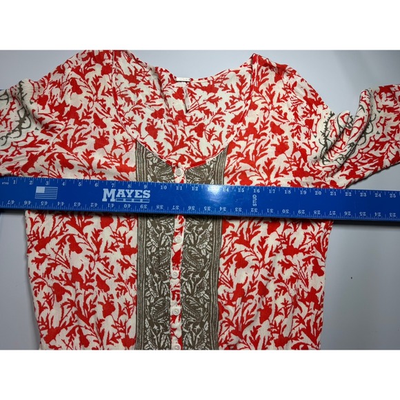 Free People Red Floral Long Sleeve Button Front Romper S OB390904LA - Picture 4 of 8